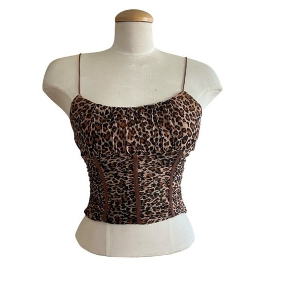 Princess Polly Zaylee Leopard Print Corset Top Women’s Size 4 - Picture 1 of 9